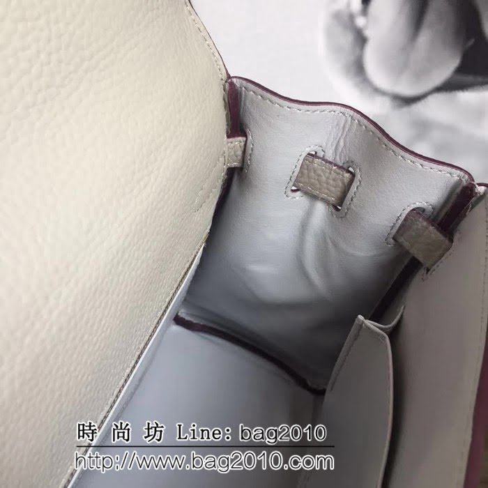 愛馬仕Hermes 頭層牛皮荔枝紋凱莉包 時尚手提包 0AM1150